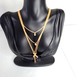 Layered Gold-tone Necklace with Moon Charm New